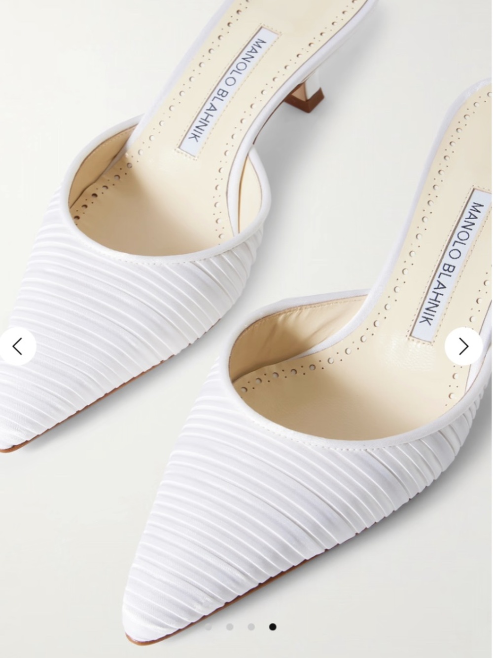 MANOLO BLAHNIK Carolyne 50 Pleated Satin Mules 36.5